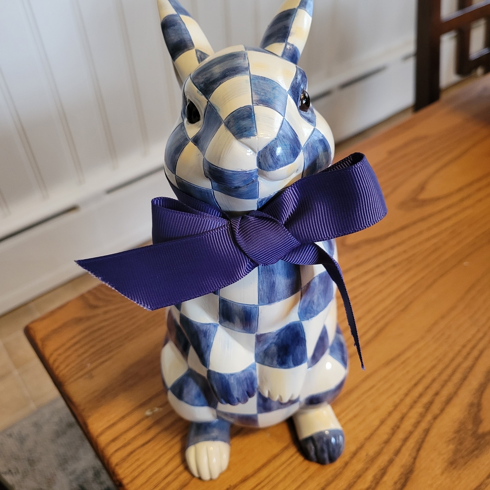 MacKenzie-Childs Royal Check Bunny Figurine - Picture 3 of 6